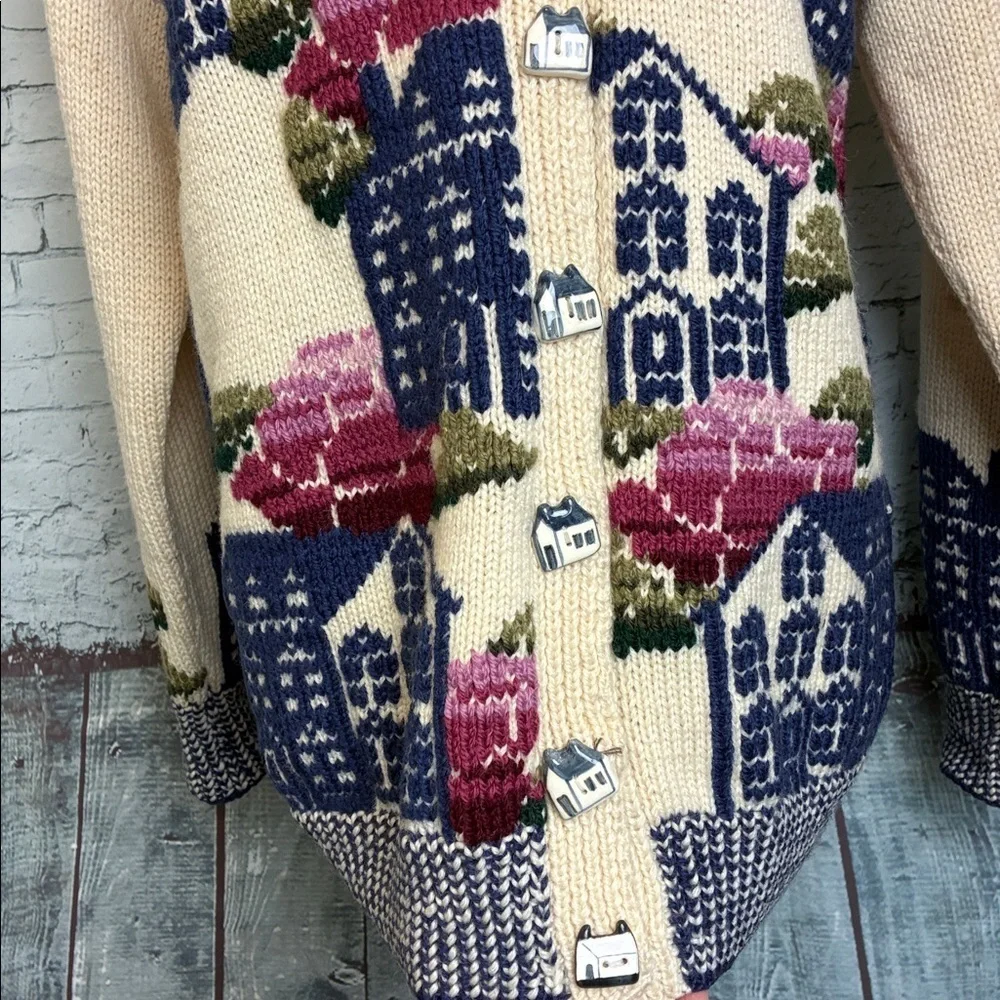 Vintage Hand Knitted South Wool 100% Virgin Wool Graphic Homestead Sweater Sz S - Picture 13 of 16
